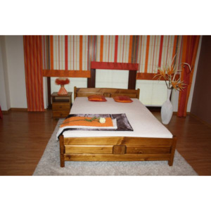 Vyvýšená postel Joana + matrace + rošt 160 x 200 cm - dub - lak