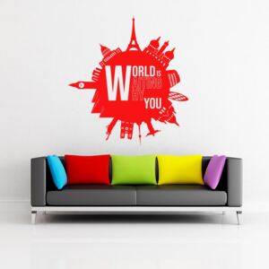 GLIX World is waiting why you - samolepka na zeď Červená 80x90 cm