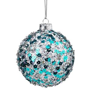 Butlers HANG ON Vánoční koule třpytivá 8 cm - sv. modrá