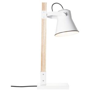 Stolní lampa Plow, bílá dřevo světlé