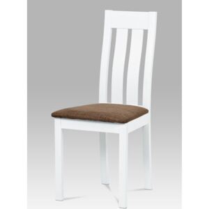 Autronic - Jídelní židle masiv buk, barva bílá, potah hnědý - BC-2602 WT