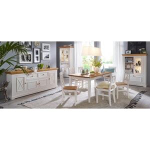 Jídelní nábytek Marone, dekor bílá-dřevo, masiv, borovice