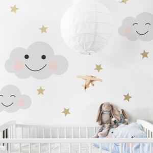 Baby Deco Samolepka na zeď Usměvavé mráčky