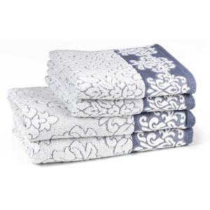 Bavlněný ručník / osuška z bavlny- světle šedá / modrá - Světle šedá a modrá - 50*90 cm