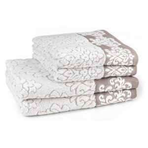 Bavlněný ručník / osuška z bavlny - béžová - Světle šedá a hnědá - 70*140 cm