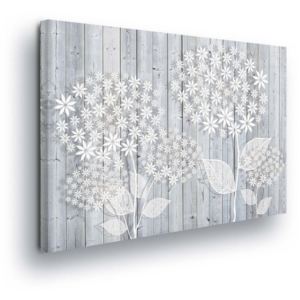 Obraz na plátně - Bílé Květiny na Dřevěných Latích 100x75 cm