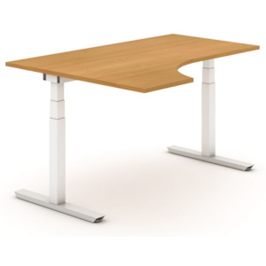 Výškově nastavitelný stůl ergonomický levý 1600 x 800 x 1200 mm, elektrický, buk