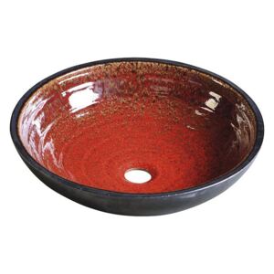 SAPHO ATTILA keramické umyvadlo, průměr 42,5 cm, tomatová červeň/petrolejová DK007