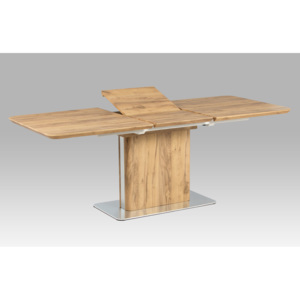 Jídelní stůl rozkládací z 3D folie dekor dub s broušeným nerezem HT-670 OAK