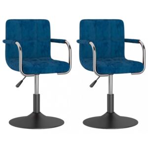 Otočná jídelní židle 2 ks samet / kov Dekorhome Modrá