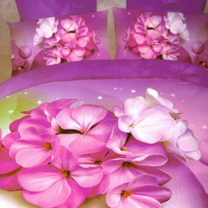 3D povlečení - Růžovo-fialové květiny