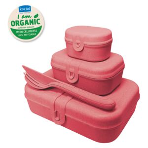 PASCAL READY box set 3 kusů s příborem Organic korálová KOZIOL (barva-organic korálová/oranžovočervená)