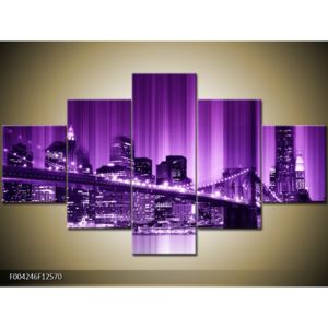 Moderní fialový obraz města New York (F004246F12570)