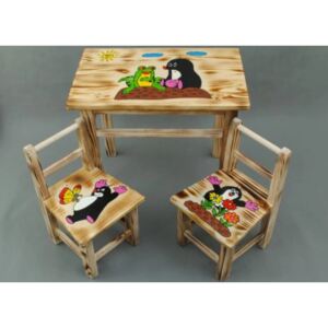 Pietronet Dětský dřevěný stolek Krteček+ 2 židle