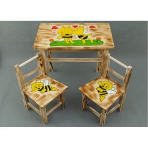 Pietronet Dětský dřevěný stolek s motivem + 2 židle