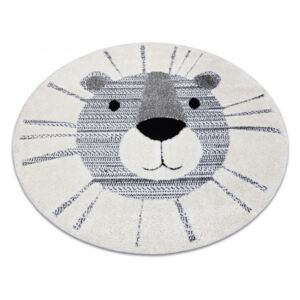 Kulatý dětský koberec JOY Lev lvíček šedý krémový Rozměr: průměr 120 cm