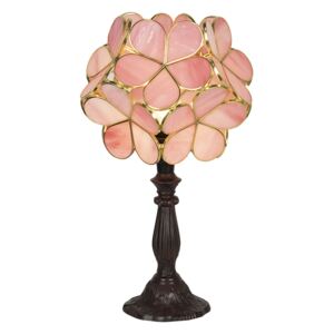 Růžová stolní lampa Tiffany Bloom - 21*21*38 cm