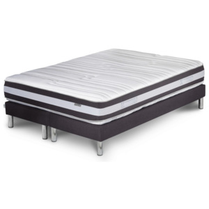 Tmavě šedá postel s matrací a dvojitým boxspringem Stella Cadente Maison Mars Europa, 140 x 200 cm