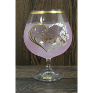 Výroční pohár na 33. narozeniny - BRANDY - růžový (v. 16 cm)