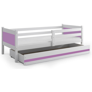 Dětská postel BALI + matrace + rošt ZDARMA, 190x80, bílý, fialový