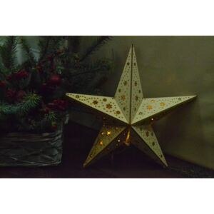 Dřevěná svítící hvězda malá - hnědá (v. 21 cm)