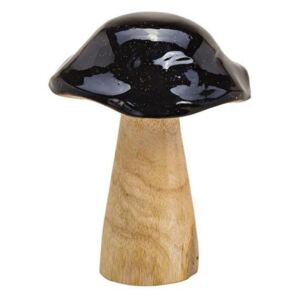 Dřevěná houba z mangového dřeva černá 14 cm