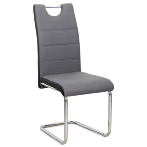 Jídelní židle šedá látka, boky černá ekokůže na chromových nohách TK2033