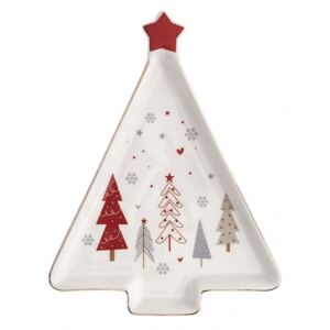Mísa/tác ve tvaru vánočního stromečku VÁNOCE Fiocco di Neve BRANDANI (barva - bílá/červená/zlatá)