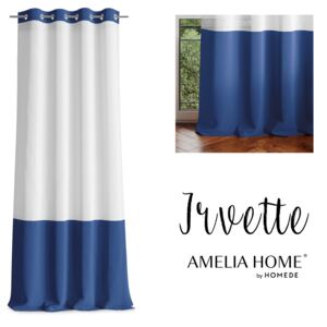 AmeliaHome Dekorační záclona Irvette s kroužky, bílá/modrá Rozměr: 140x250 cm