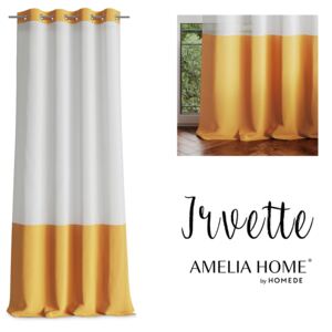 AmeliaHome Dekorační záclona Irvette s kroužky, bílá/žlutá Rozměr: 140x250 cm