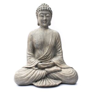 Buddha sedcící - socha Feng shui - velká šedá