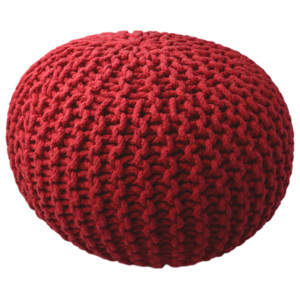 Primabag Pletený taburet - puf Knitty červená