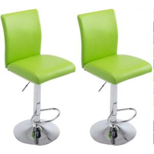 2 ks / set barová židle Köln syntetická kůže, chrom, zelená