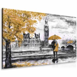 InSmile ® Obraz londýnská procházka žlutá Velikost (šířka x výška): 40x30 cm