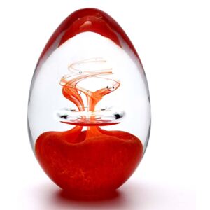 Artcristal Bohemia Skleněné těžítko vajíčko - dekor 03, 7 cm, Červená