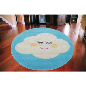 Dětský kusový koberec Mráček modrý kruh, Velikosti 133x133cm