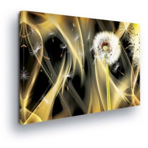 Obraz na plátně - Zlato-černé Vlny s Pampeliškou 100x75 cm