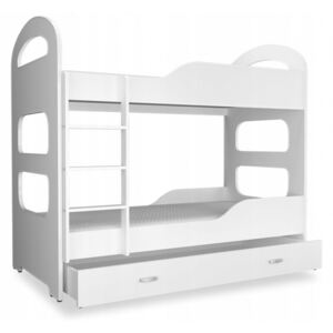 Patrová postel DOMINIK s úložným prostorem (různé barvy), Bílá