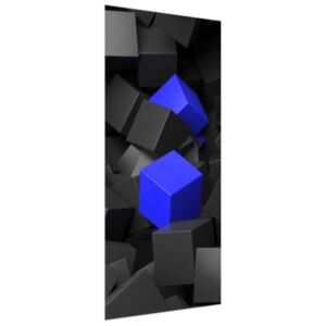 Samolepící fólie na dveře Černo - modré kostky 3D 95x205cm ND3705A_1GV