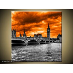Obraz Londýna s oranžovou oblohou (30x30 cm)