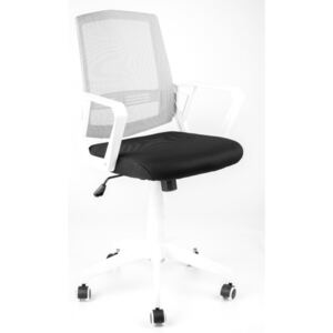 MERCURY Kancelářská, studentská židle SUN, bílé područky, bílý opěrák, černý sedák