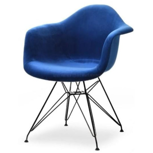 Jídelní židle-křeslo MALWA BRAC, modrá-černý kov