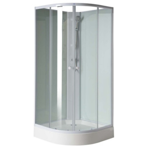 AIGO čtvrtkruhový sprchový box 900x900x2050 mm, bílý profil, čiré sklo YB93