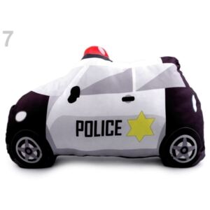 Polštář kočka, pes, hasičské auto, traktor s výplní - 7 (168) šedá sv.-černá policie Stoklasa