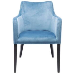 Mode stolička s podrúčkami modrý zamat / čierne nohy