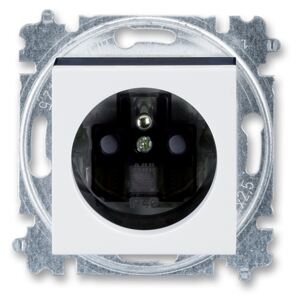 Zásuvka jednonásobná s ochranným kolíkem, s clonkami LEVIT Bílá / Kouřová černá (ABB 5519H-A02357 62)