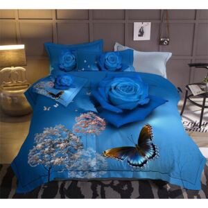 Bavlissimo 7-dílné povlečení růže bavlna/mikrovlákno modrá 140x200 na dvě postele