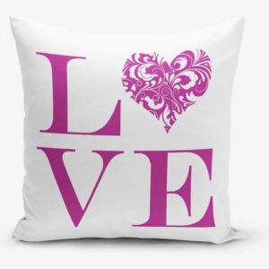 Povlak na polštář s příměsí bavlny Minimalist Cushion Covers Love Purple, 45 x 45 cm