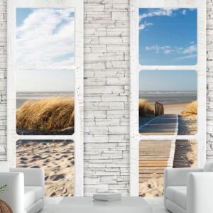 Samolepící fototapeta - Pláž: pohled z okna - Beach: view from the window + zdarma lepidlo - 196x140