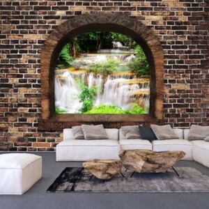 Samolepící fototapeta - Kamenné okno: Vodopády - Stony Window: Waterfalls + zdarma lepidlo - 245x175